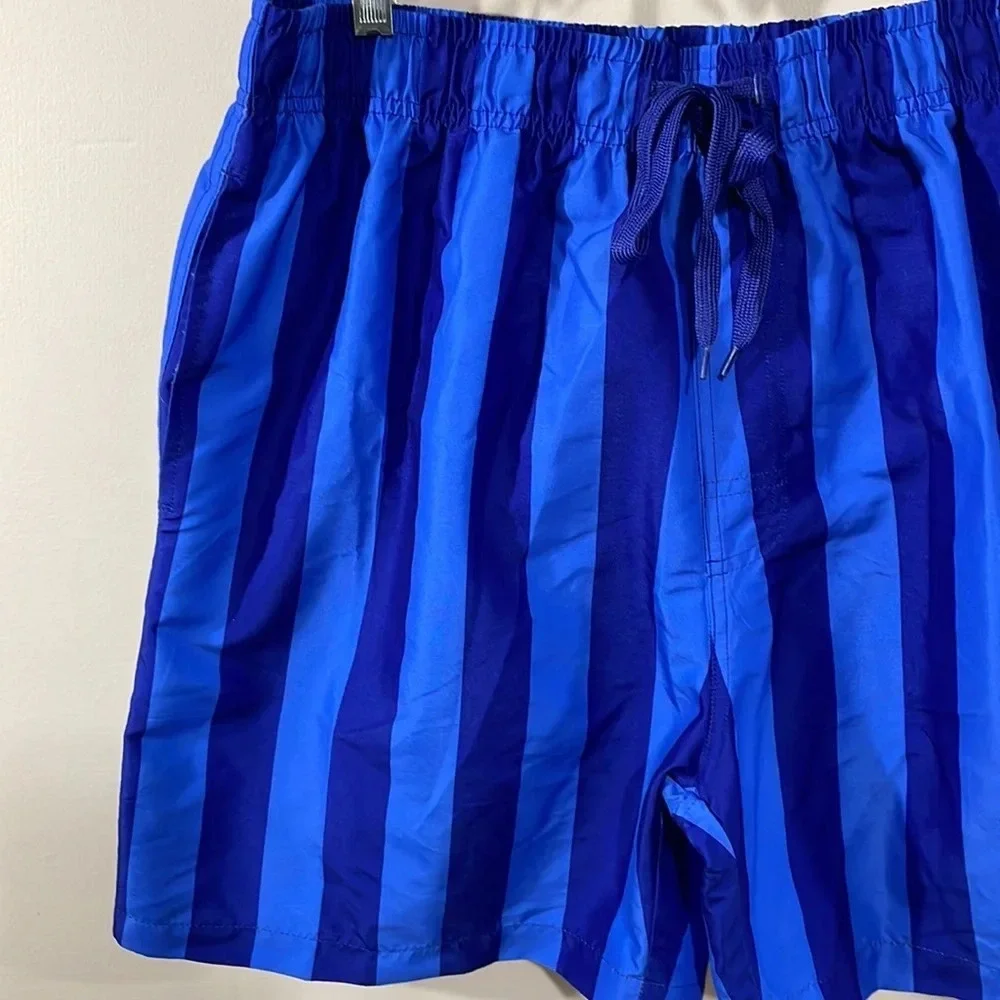 NWOT Cromer Resortwear Swim Trunks  Elastic Waist Blue Striped L (36/38)